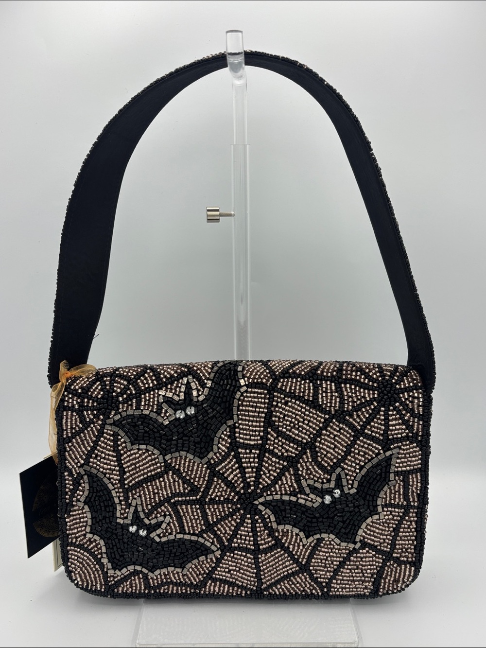 🦇🕸️Made in India Beaded Bat Bag - Viral- Champagne Gold and Black🦇🕸️ - Picture 2 of 11